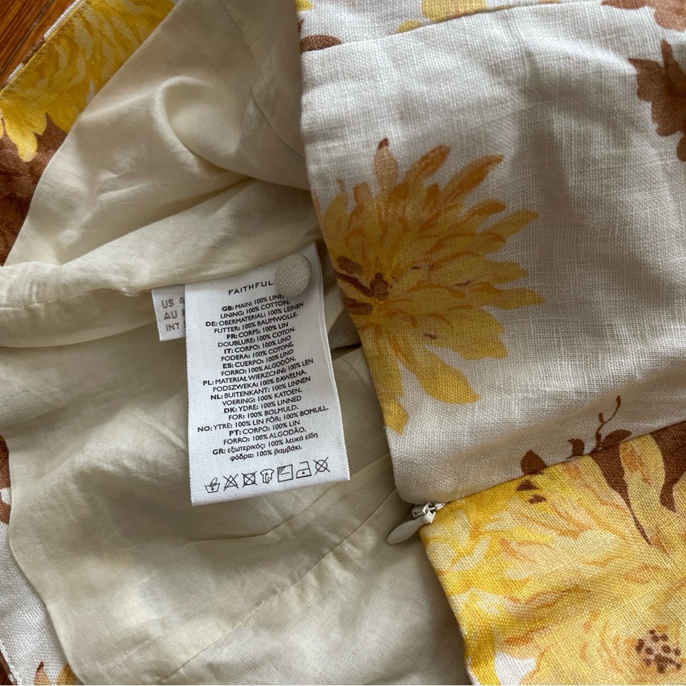 NWT Faithfull the Brand Marie Top in Midsummer Floral Mustard Brown Linen Halter - Picture 10 of 11